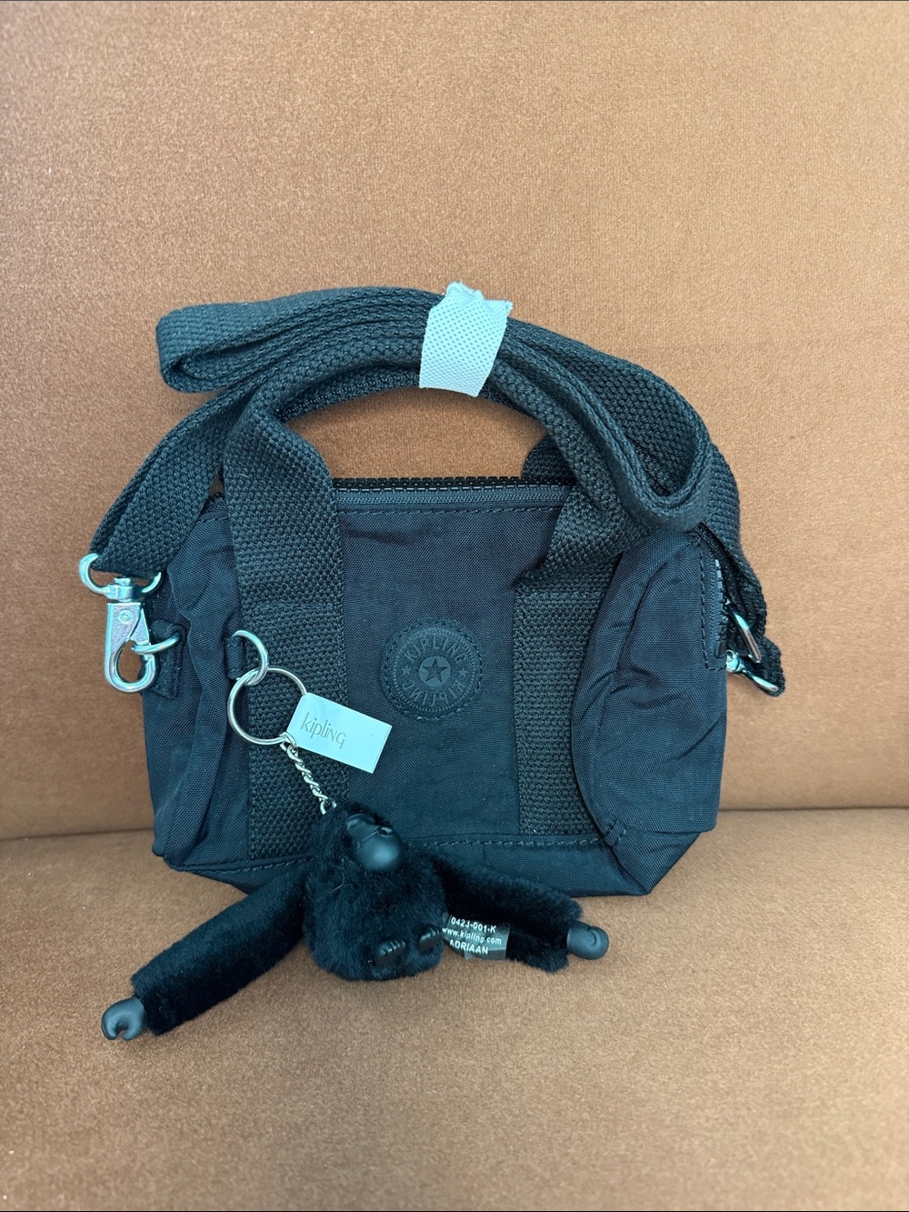 Kipling Black Crossbody Mini Bag with Monkey Charm